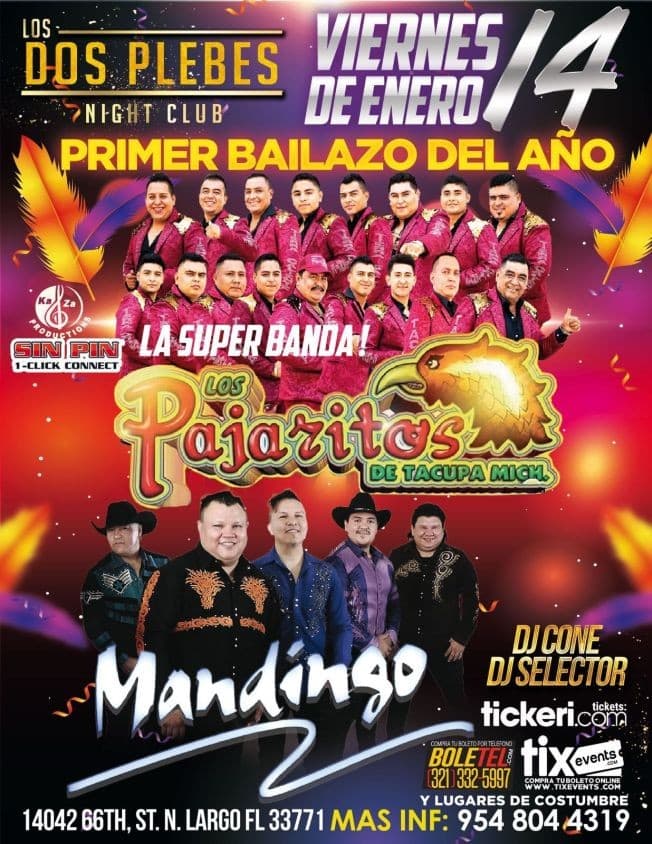 Event - LOS PAJARITOS DE TACUPA MICH, GRUPO MANDINGO EN VIVO ! LARGO FLORIDA - Largo, Florida - January 14, 2022 | concert tickets