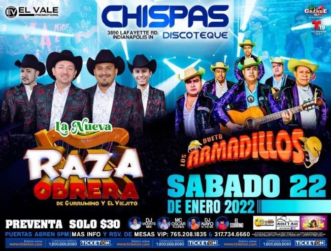 Event - LA NUEVA RAZA OBRERA, DUETO LOS ARMADILLOS EN VIVO ! INDIANAPOLIS INDIANA - Indianapolis, Indiana - January 22, 2022 | concert tickets