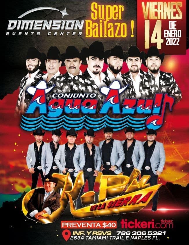 Event - CONJUNTO AGUA AZUL, K-PAZ DE LA SIERRA EN VIVO ! NAPLES FLORIDA - Naples, Florida - January 14, 2022 | concert tickets