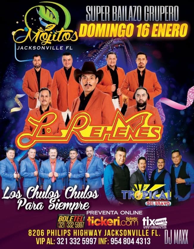 Event - LOS REHENES, LOS CHULOS CHULOS PARA SIEMPRE, TROPICAL DEL BRAVO EN VIVO ! JACKSONVILLE FLORIDA - Jacksonville, Florida - January 16, 2022 | concert tickets