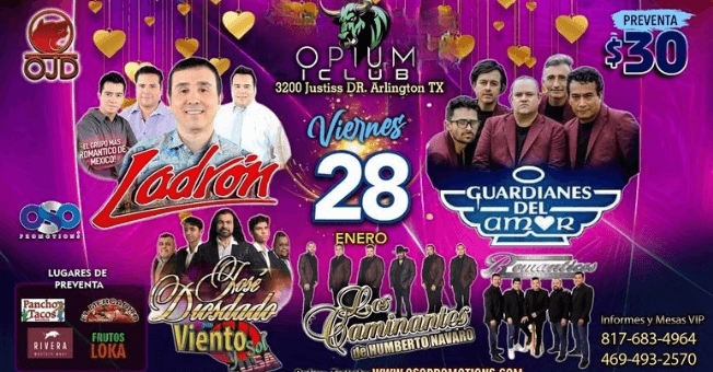 Event - LADRON, GUARDIANES DEL AMOR, JOSE DIOSDADO Y SU VIENTO Y SOL, LOS CAMINANTES EN VIVO ! ARLINGTON TEXAS - Arlington, Texas - January 28, 2022 | concert tickets