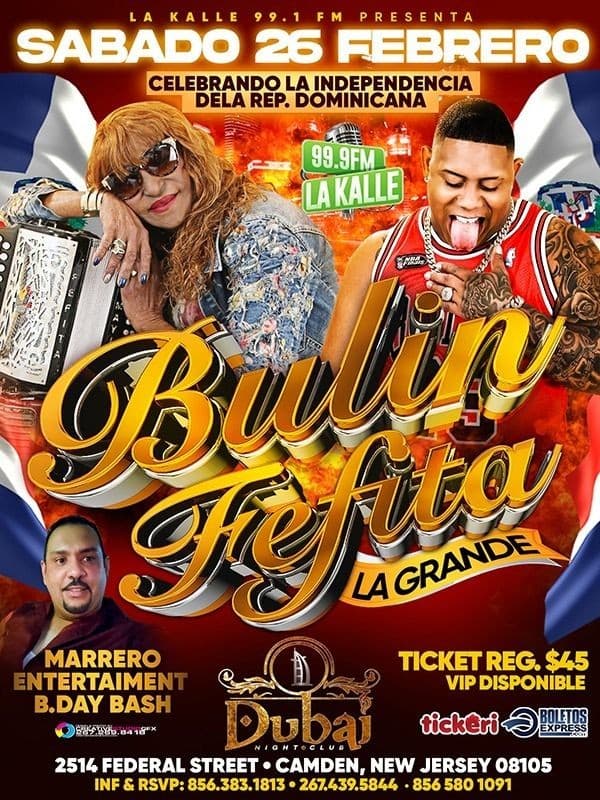 Event - BULIN 47, FEFITA LA GRANDE EN VIVO ! CAMDEN NEW JERSEY - Camden, New Jersey - February 26, 2022 | concert tickets