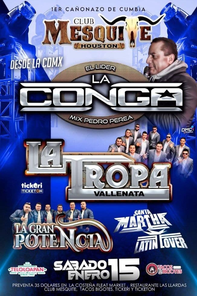 Event - EL LIDER LA CONGA - LA TROPA VALLENATA - LA GRAN POTENCIA - DALLAS TX. - Houston, Texas - January 15, 2022 | concert tickets