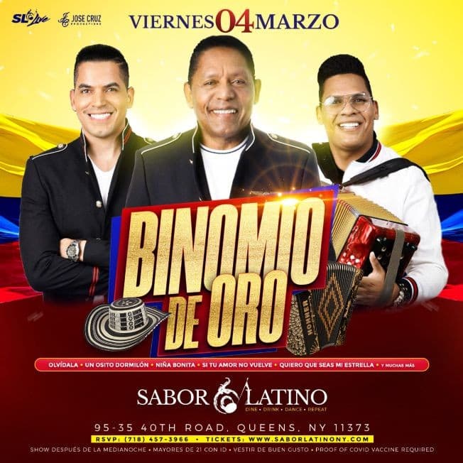 Event - BINOMIO DE ORO EN VIVO ! QUEENS NY - Queens, New York - March 4, 2022 | concert tickets
