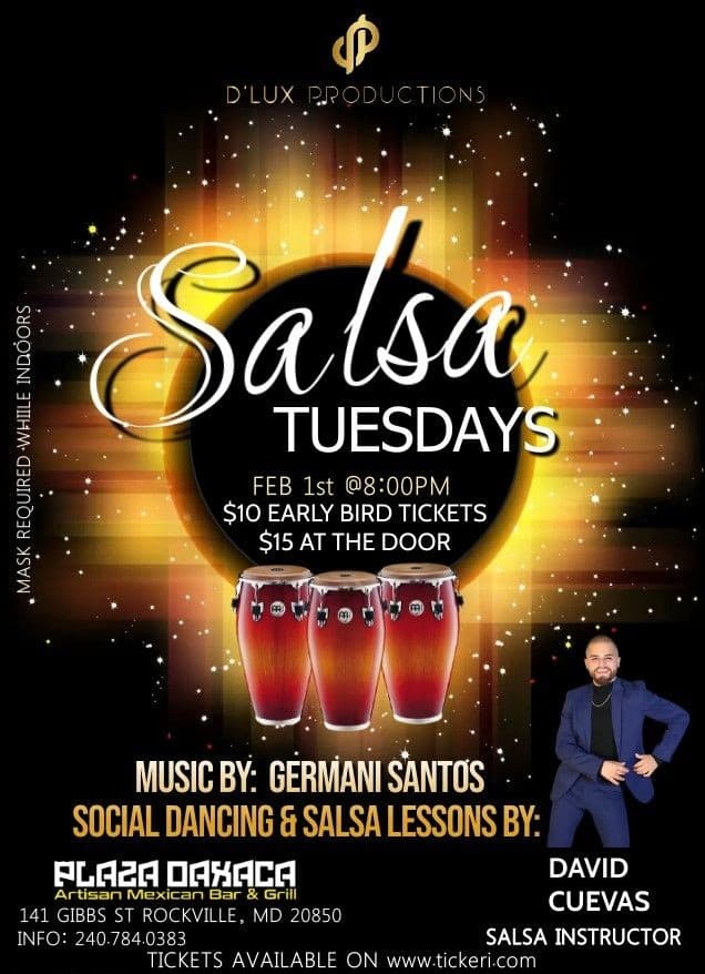 Event - Salsa Tuesdays en la PLaza ! ROCKVILLE MD. - Rockville, Maryland - February 1, 2022 | concert tickets