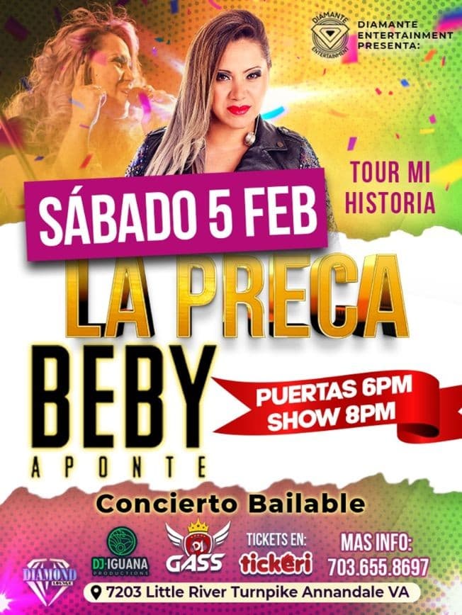 Event - La Preca BEBY APONTE Concierto Bailable ! ANNANDALE VA. - Annandale, Virginia - February 5, 2022 | concert tickets