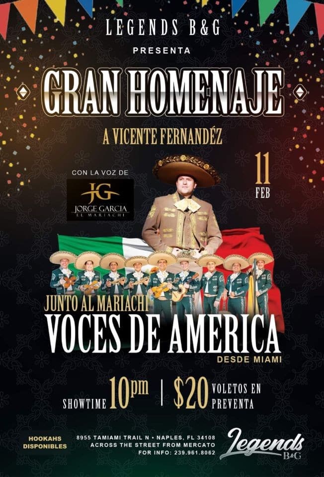 Event - Gran homenaje a Vicente Fernández ! NAPLES FL. - Naples, Florida - February 11, 2022 | concert tickets
