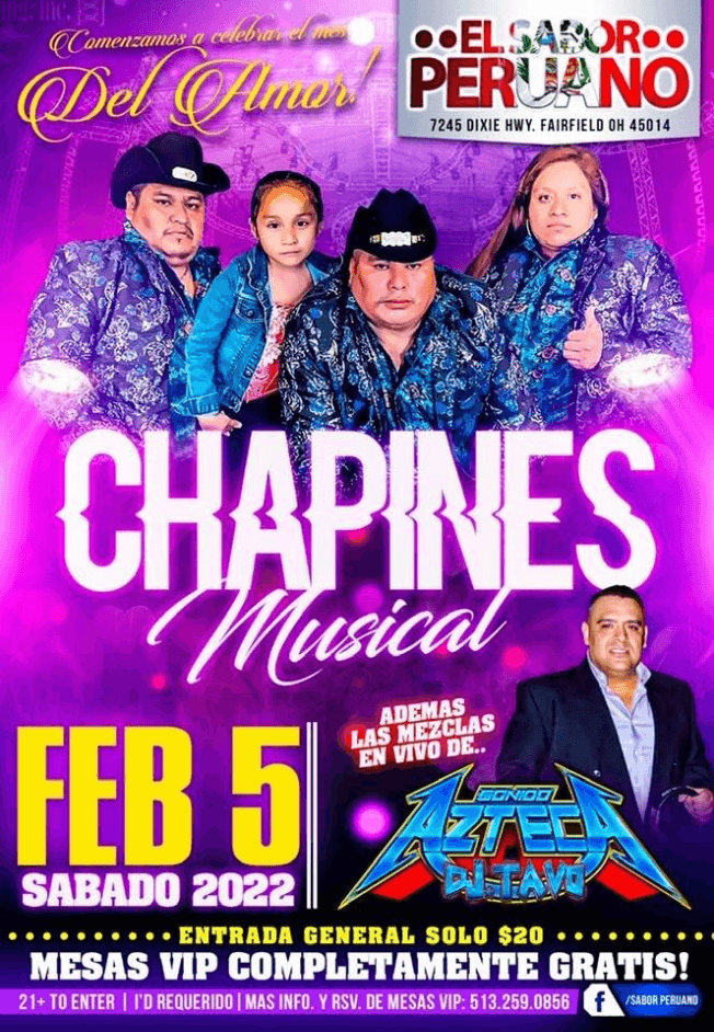Event - CHAPINES MUSICAL EN FAIRFIELD, OH - Fairfield, Ohio - February 5, 2022 | concert tickets
