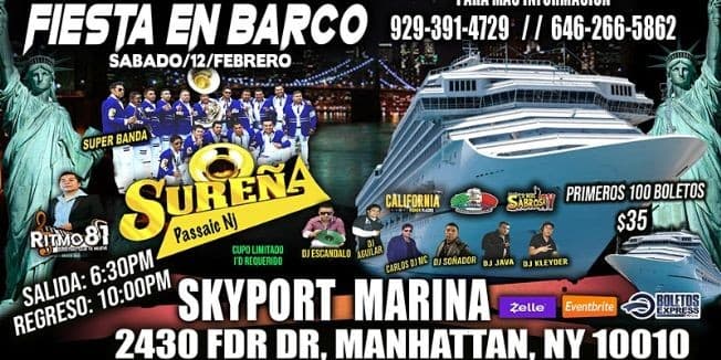 Event - FIESTA AN BARCO | Valentine's Day Boat Party Yacht Cruise NYC - New York, New York - February 12, 2022 | concert tickets
