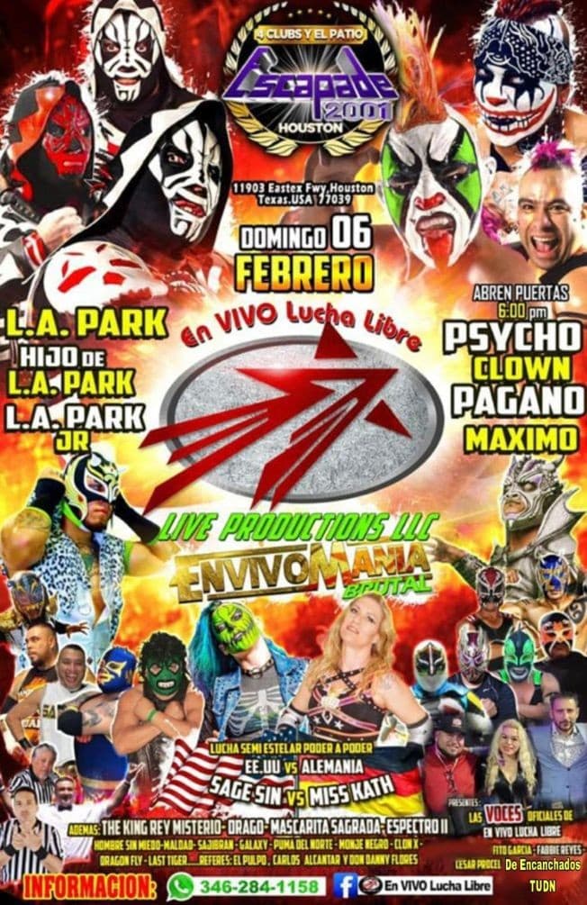Event - EN VIVO LUCHA  LIBRE BRUTAL- LA FAMILIA  REAL-PSYCHO CIRCUS-LA PARK JR -HIJO DE LA PARK - PSYCO MURDER-DAVE CLOWN- SADIKA-ROXXY TIRADO-HOUSTON TX - Houston, Texas - February 6, 2022 | concert tickets