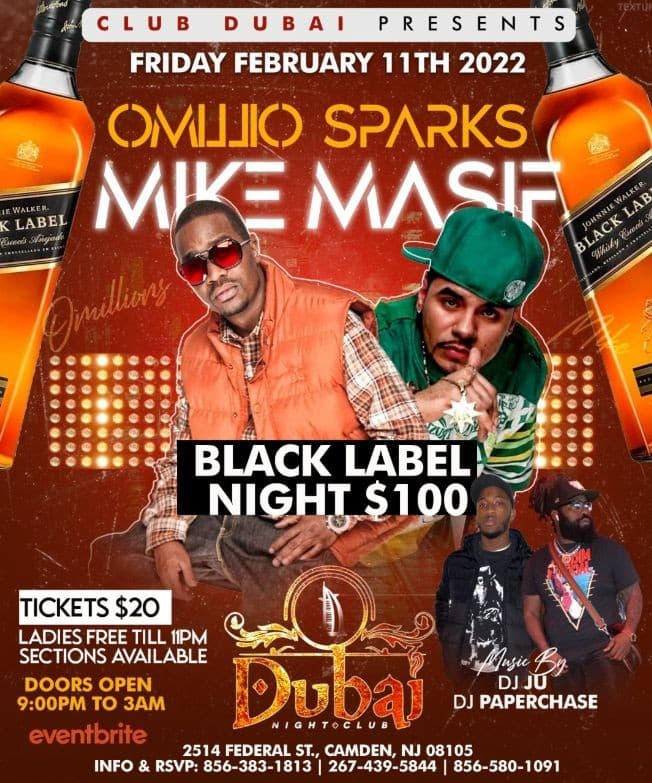 Event - OMILLIO SPARKS & MIKE MASF IN CAMDEN, NJ - Camden, New Jersey - February 11, 2022 | concert tickets