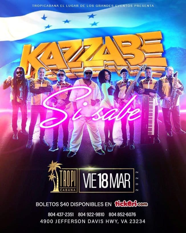 Event - KAZZABE SI SABE - TROPICABANA [ VIRGINIA ] - Richmond, Virginia - 18 de marzo de 2022 | concert tickets