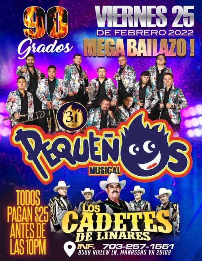 Event - PEQUEÑOS MUSICAL, LOS CADETES DE LINARES EN VIVO ! MANASSAS VIRGINIA - Manassas, Virginia - February 25, 2022 | concert tickets