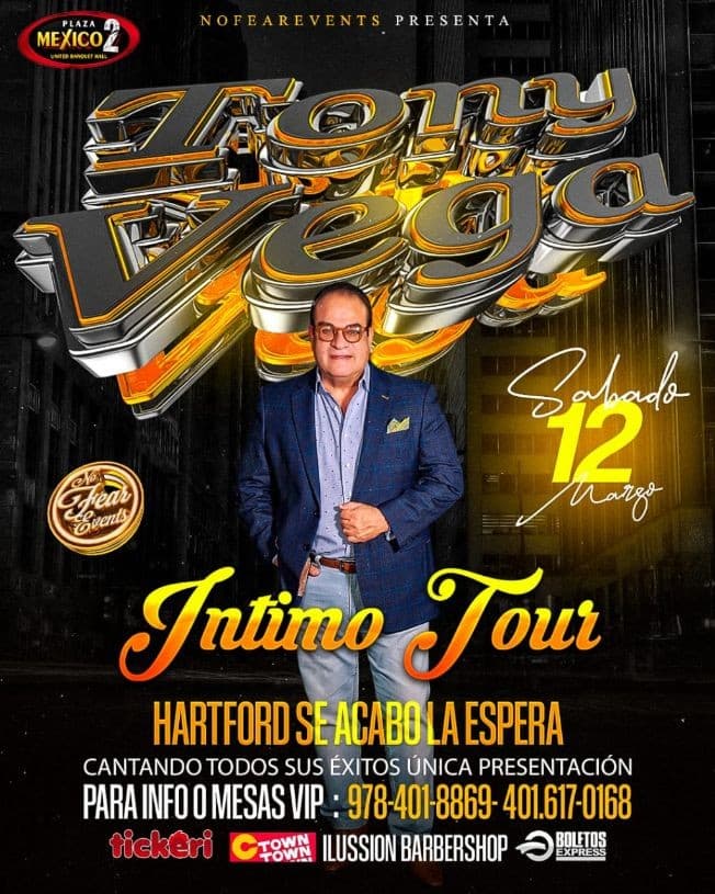 Event - Tony Vega " Intimo Tour " en Vivo ! HARTFORD CT. - Hartford, Connecticut - March 12, 2022 | concert tickets