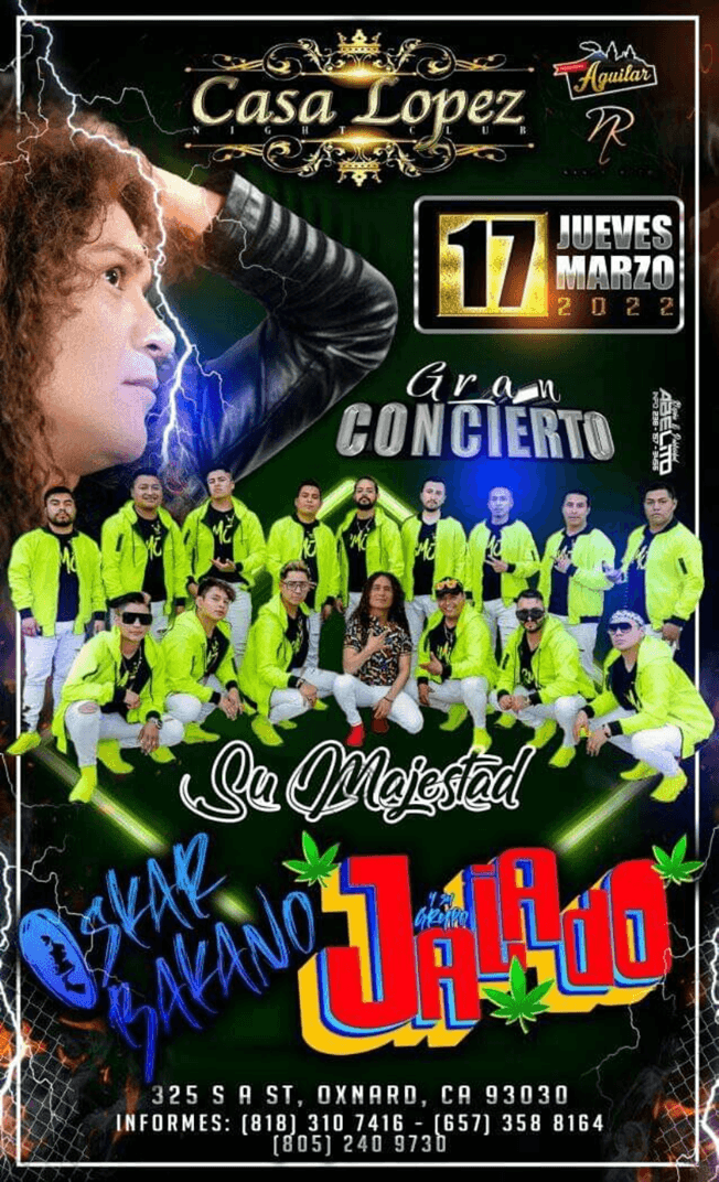 Event - OSCAR BAKANO Y SU GRUPO JALADO EN VIVO ! OXNARD CALIFORNIA - Oxnard, California - 17 de marzo de 2022 | concert tickets
