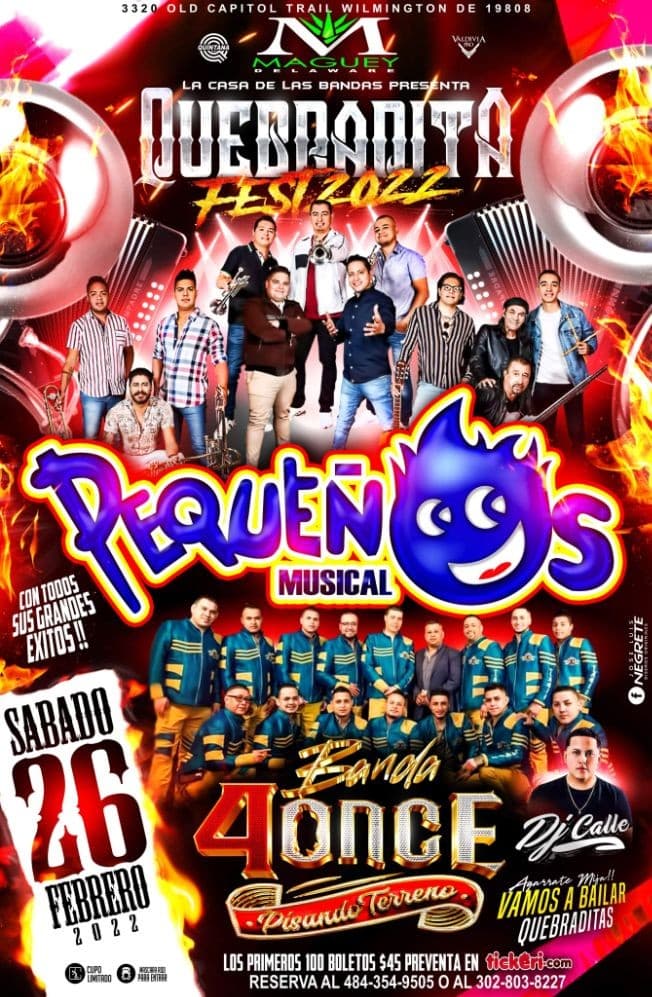 Event - PEQUEÑOS MUSICAL Y BANDA 411 en Vivo ! WILMINGTON DE. - Wilmington, Delaware - February 26, 2022 | concert tickets
