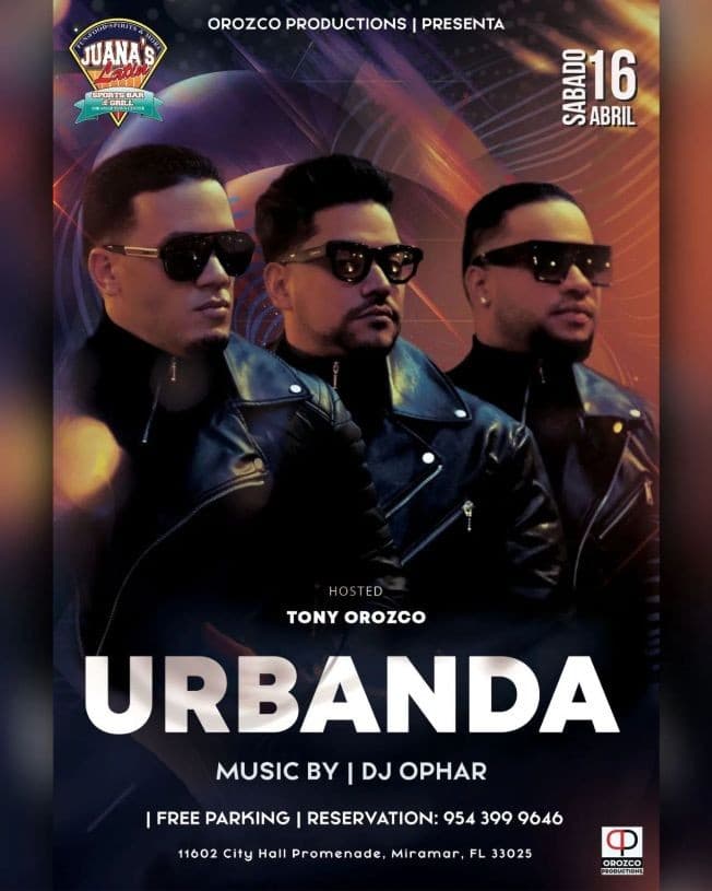Event - URBANDA EN CONCIERTO EN JUANAS LATIN SPORTS BAR - Miramar, Florida - April 16, 2022 | concert tickets