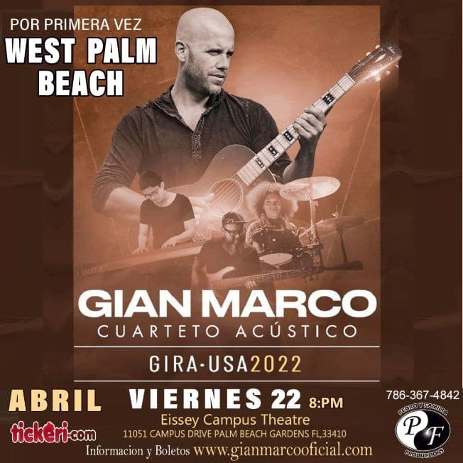 Event - POR PRIMERA VEZ GIAN MARCO EN WEST PALM BEACH - Palm Beach Gardens, Florida - April 22, 2022 | concert tickets