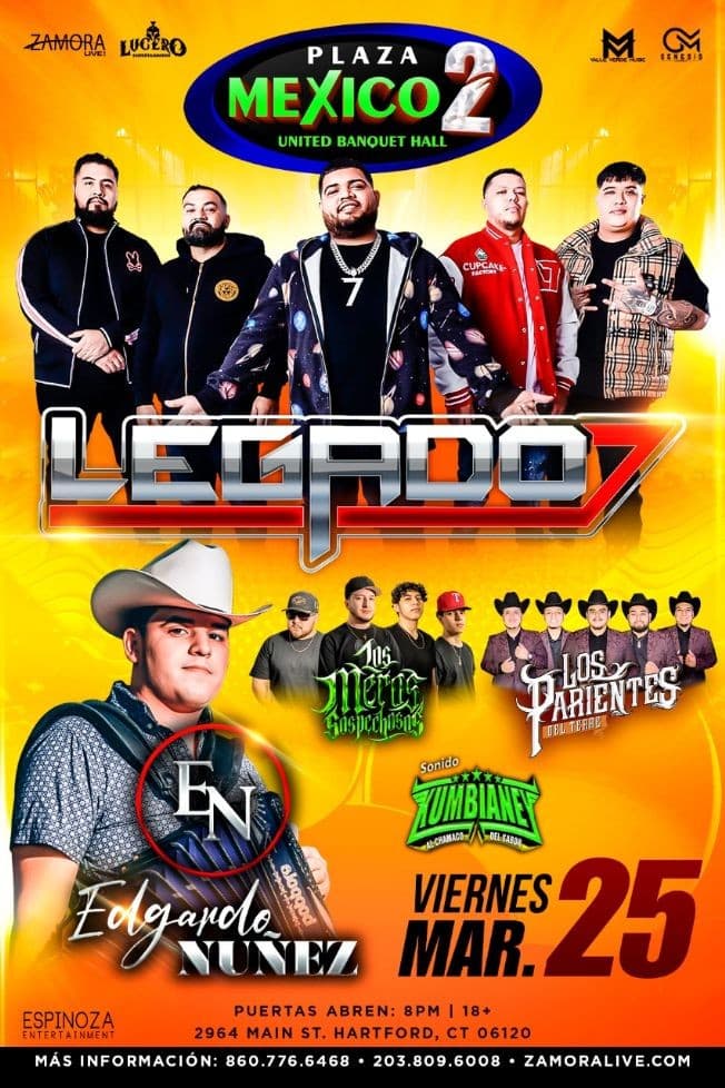 Event - Legado 7, Edgardo Nuñez y Los Parientes del Terre en Hartford, CT!!CANCELED!! - Hartford, Connecticut - March 25, 2022 | concert tickets