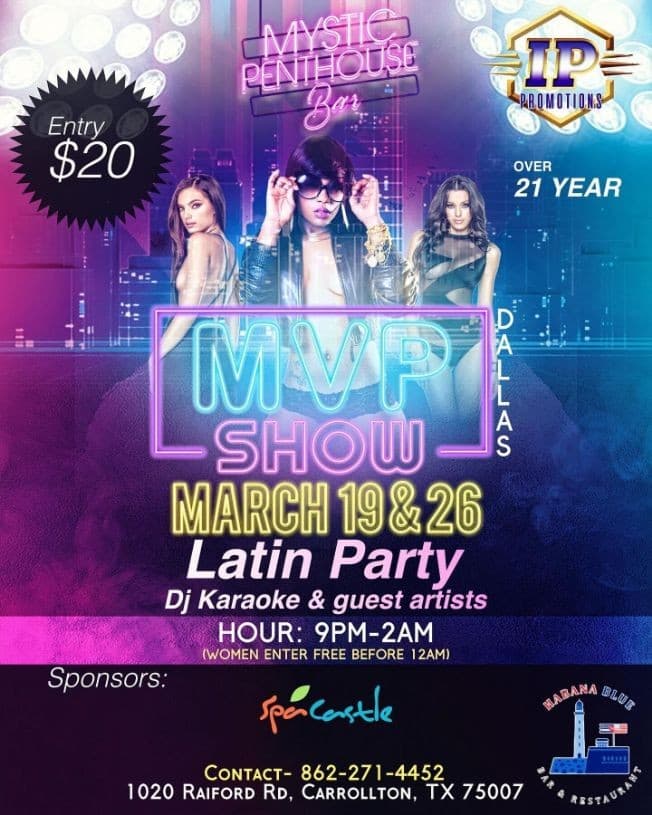 Event - MVP SHOW " LATIN PARTY " SATURDAY 26 - CARROLLTON TEXAS - Carrollton, Texas - March 26, 2022 | concert tickets