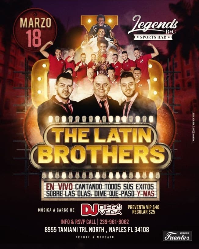 Event - The Latin brothers en Vivo ! NAPLES FL. - Naples, Florida - March 18, 2022 | concert tickets