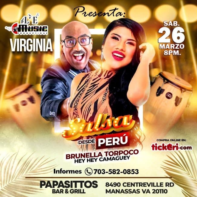 Event - BRUNELLA TORPOCO, HEY HEY CAMAGUEY " SALSA DESDE PERU " EN VIVO ! MANASSAS VIRGINIA - Manassas Park, Virginia - 26 de marzo de 2022 | concert tickets