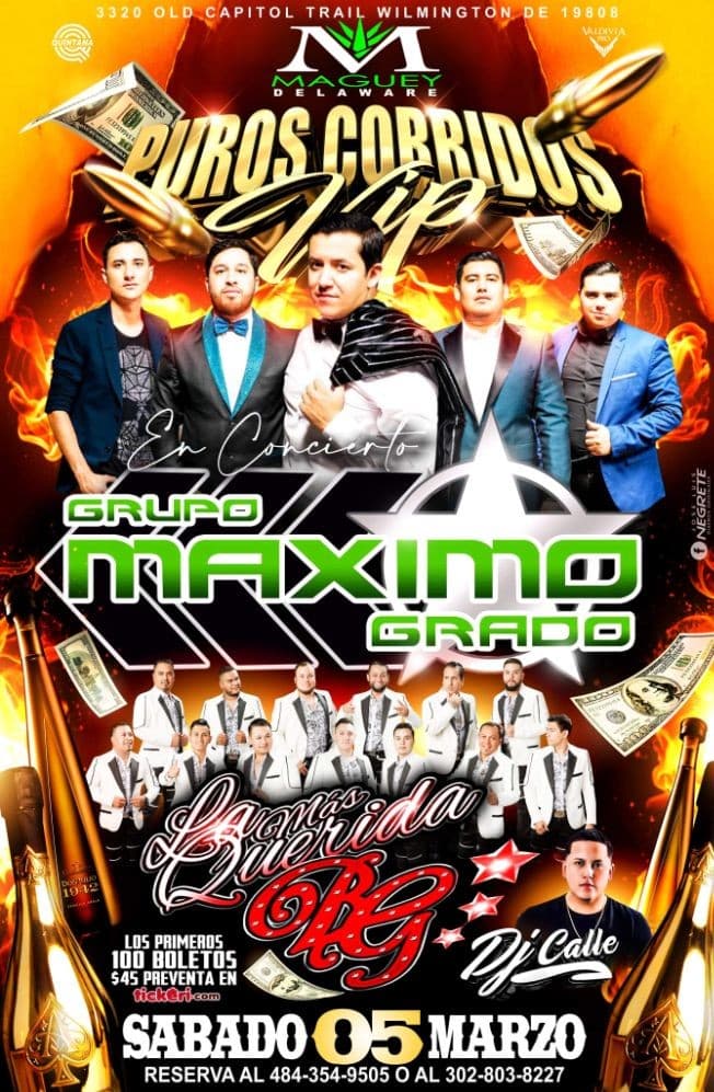 Event - PUROS CORRIDOS VIP con MAXIMO GRADO Y BANDA BRISA DE GTO ! WILMINGTON DE. - Wilmington, Delaware - March 5, 2022 | concert tickets