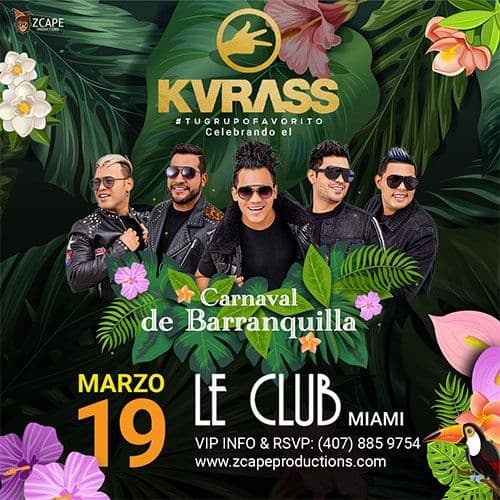 Event - Kvrass Celebrando el Carnaval de barranquilla ! MIAMI FL. ***Cancelled - Miami, Florida - 19 de marzo de 2022 | concert tickets