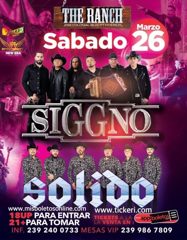 Event - SIGGNO Y SOLIDO EN CONCIERTO ! FORT MYERS FLORIDA - Fort Myers, Florida - March 26, 2022 | concert tickets