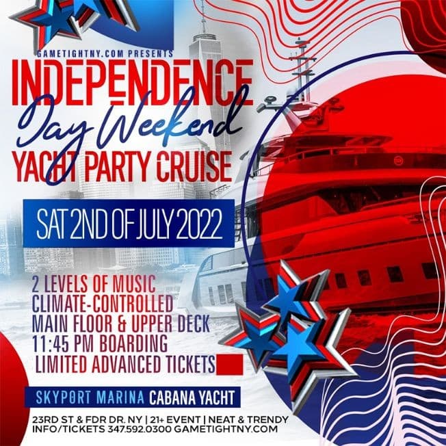 Event - July 4th Weekend NYC Summer Midnight Cruise at Skyport Marina Cabana 2022 - New York, New York - July 2, 2022 | concert tickets