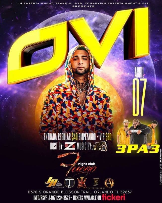 Event - OVI, 3PA3 EN CONCIERTO ! ORLANDO FLORIDA - Orlando, Florida - April 7, 2022 | concert tickets