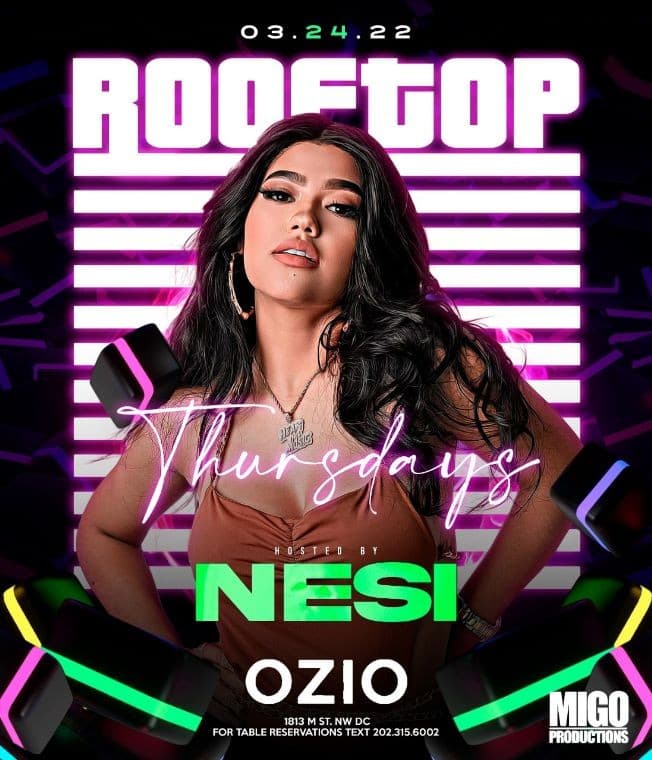 Event - NESI LIVE AT OZIO'S | ROOFTOP THURSDAY - Washington, District Of Columbia - 24 de marzo de 2022 | concert tickets