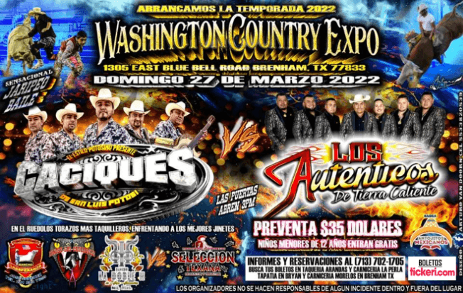 Event - CACIQUES DE SAN LUIS POTOSI, LOS AUTENTICOS DE SIERRA CALIENTE EN VIVO ! BRENHAM TEXAS - Brenham, Texas - March 27, 2022 | concert tickets