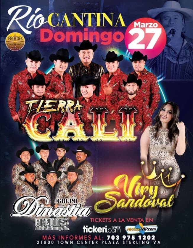 Event - TIERRA CALI, VIRY SANDOVAL, GRUPO DINASTÍA EN VIVO ! STERLING VIRGINIA - Sterling, Virginia - March 27, 2022 | concert tickets