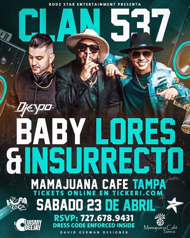 Event - CLAN 537 y DJ KEYPO EN VIVO ! TAMPA FL. - Tampa, Florida - April 23, 2022 | concert tickets