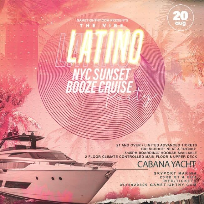 Event - Saturday Sunset Latin Vibes NYC Cabana Yacht Party Skyport Marina - New York, New York - August 20, 2022 | concert tickets