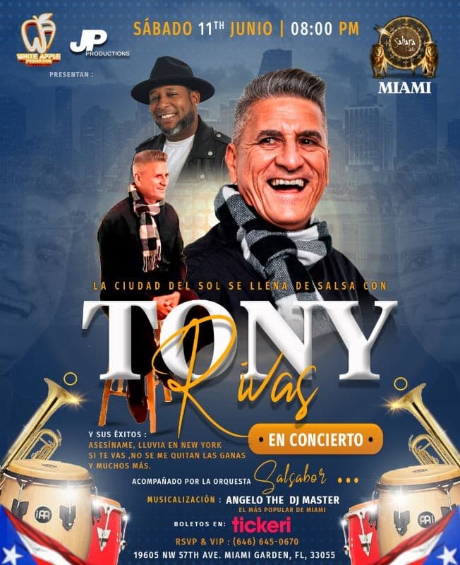 Event - TONY RIVAS  EN CONCIERTO!! - Miami Gardens, Florida - June 11, 2022 | concert tickets