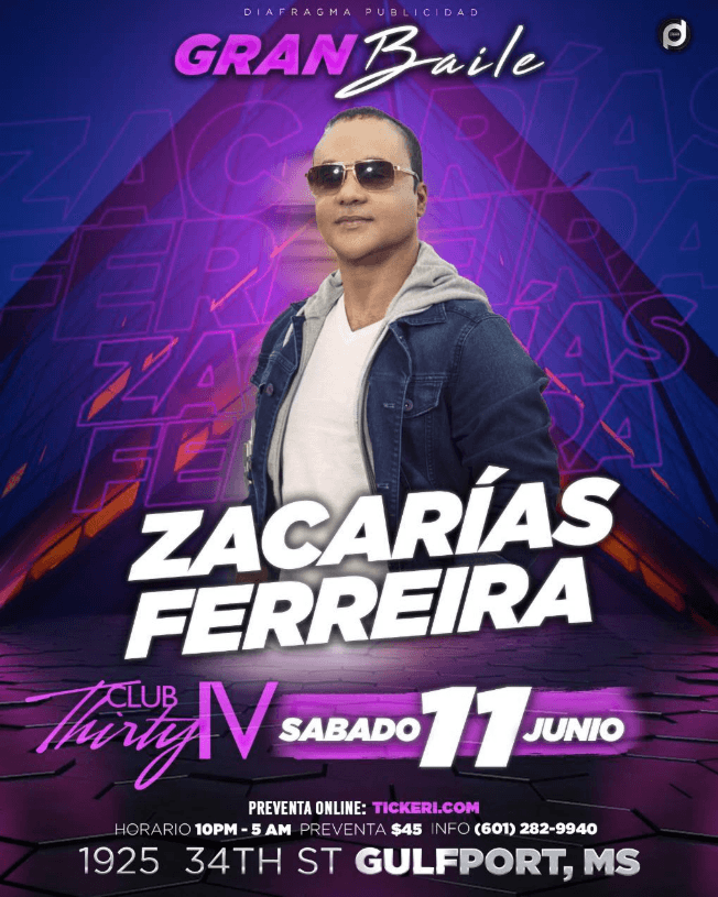 Event - ZACARIAS FERREIRA EN CONCIERTO ! GULFPORT MISSISSIPPI - Gulfport, Mississippi - 11 de junio de 2022 | concert tickets