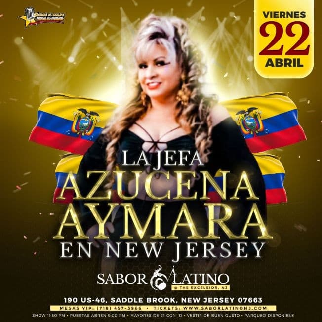 Event - AZUCENA AYMARA ! NEW JERSEY - Saddle Brook, New Jersey - April 22, 2022 | concert tickets