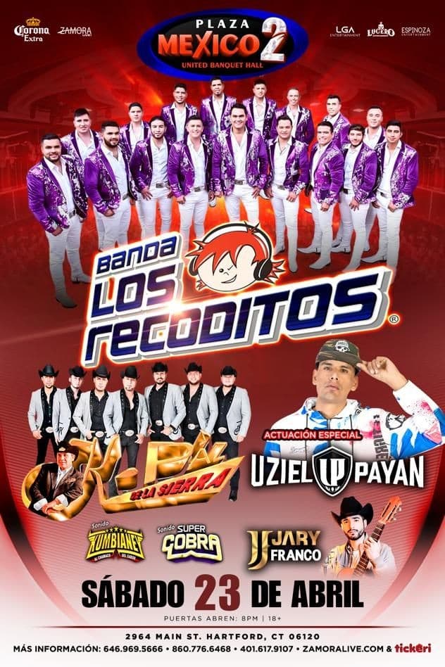 Event - Banda Los Recoditos, K-Paz de La Sierra y Jary Franco en Hartford, CT - Hartford, Connecticut - April 23, 2022 | concert tickets