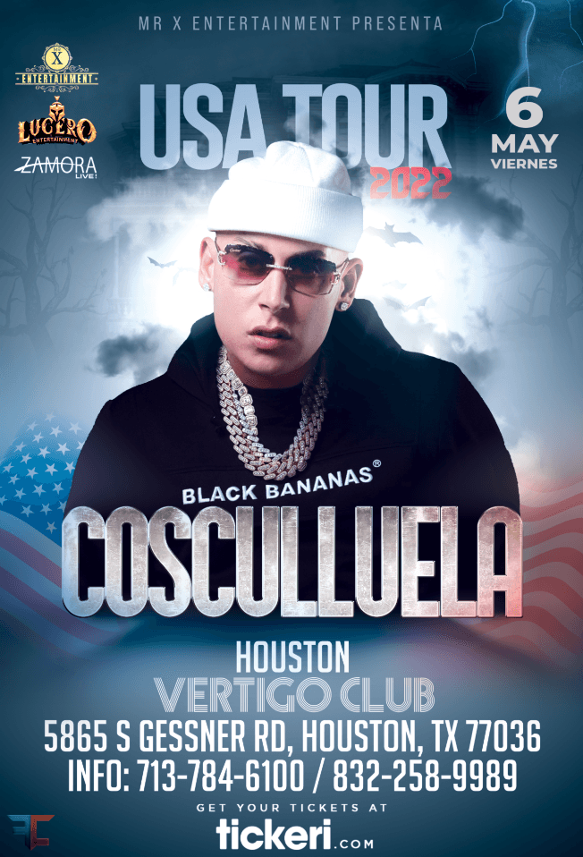Event - COSCULLUELA EN VERTIGO HOUSTON  USA TOUR 2022 POSTPONED - Houston, Texas - May 6, 2022 | concert tickets