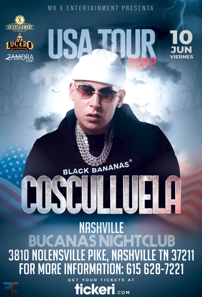 Event - COSCULLUELA EN  BUCHANAS NASHVILLE TN USA TOUR 2022 - Nashville, Tennessee - June 10, 2022 | concert tickets