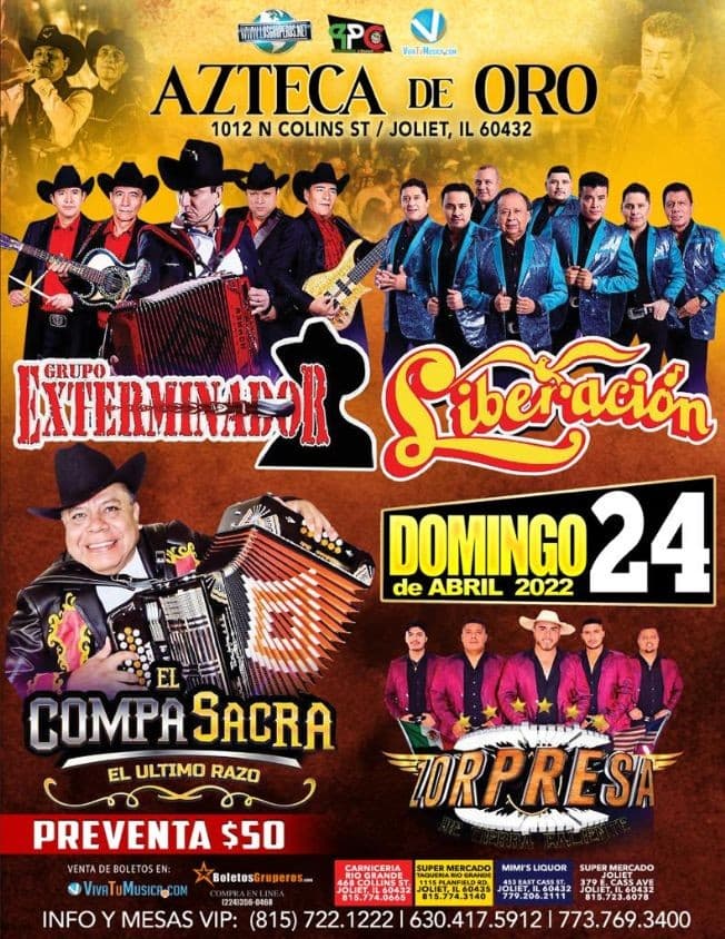Event - GRUPO EXTERMINADOR  GRUPO LIBERACION Y EL COMPA SACRA - Joliet, Illinois - April 24, 2022 | concert tickets