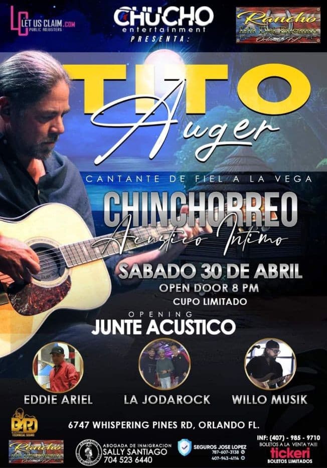 Event - TITO AUGER EN ORLANDO FLORIDA - Orlando, Florida - April 30, 2022 | concert tickets