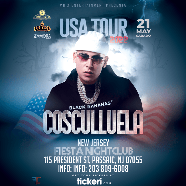 Event - COSCULLUELA EN  FIESTA NIGHT CLUB PASSAIC  NJ USA TOUR 2022 - Passaic, New Jersey - May 21, 2022 | concert tickets