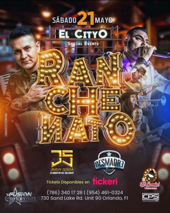 Event - Ranchenato En Orlando Fl, El Desmadre Band & Jimmy Sossa. - Orlando, Florida - May 21, 2022 | concert tickets