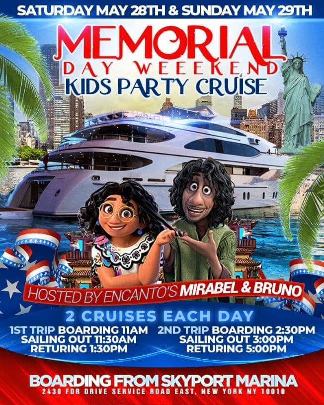Event - Memorial Day Kids Party Cruise (2:30pm-5:00pm) - New York, New York - May 28, 2022 | concert tickets