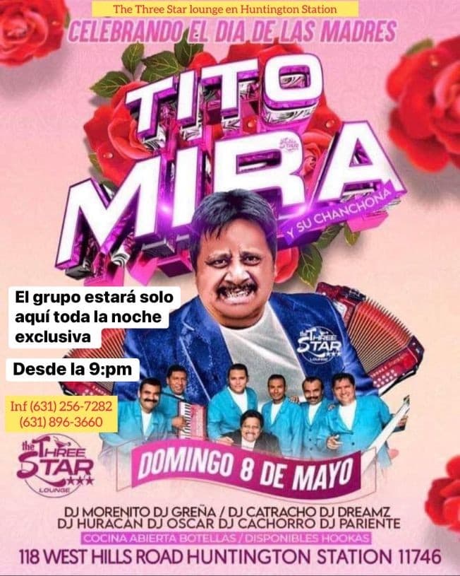 Event - LA CHANCHONA DE TITO MIRA DE EL SALVADOR  (MOTHER'S DAY) - Huntington Station, New York - May 8, 2022 | concert tickets
