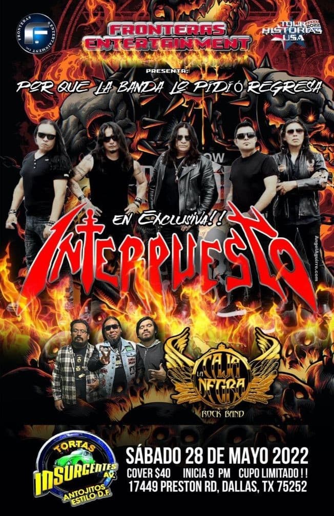 Event - INTERPUESTO, LA CAJA NEGRA EN VIVO ! DALLAS TEXAS - Dallas, Texas - May 28, 2022 | concert tickets