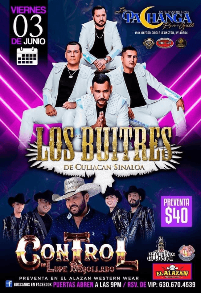 Event - LOS BUITRES DE CULIACAN SINALOA, CONTROL DE LUPE DEGOLLADO EN VIVO ! LEXINGTON KENTUCKY - Lexington, Kentucky - June 3, 2022 | concert tickets